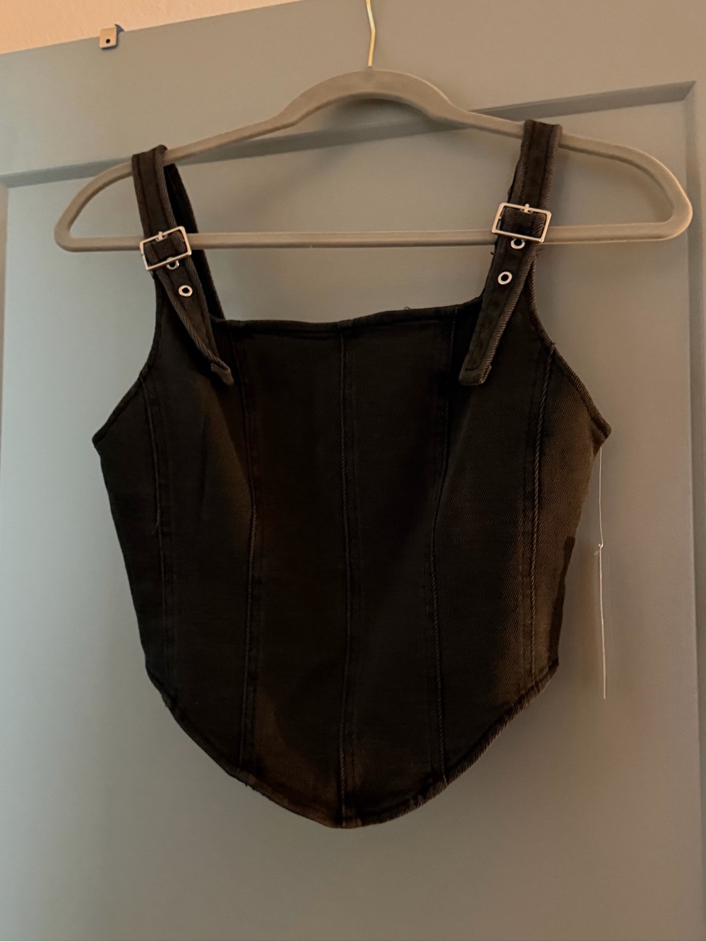 Wild fable denim Black Women's Corset-Style Square Neck Tank Top